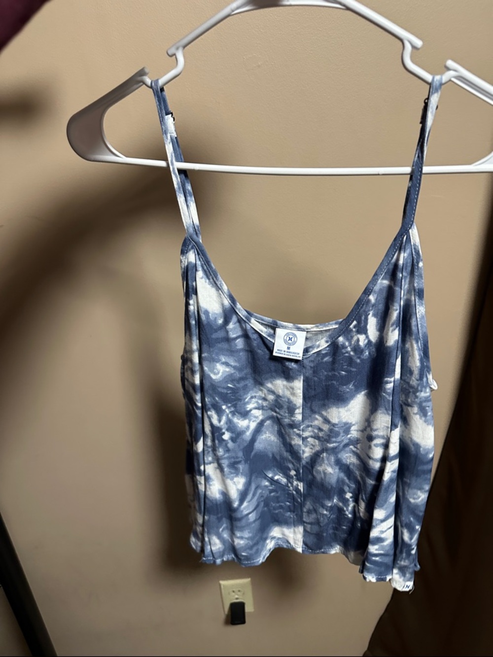 Hurley Blue and White Tie-Dye Camisole